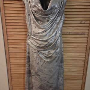 Connected Apparel Silver Midi Dress
